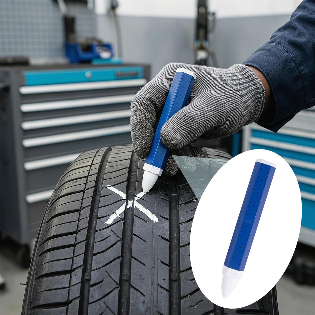 White Tire Marker, Waterproof Marking Crayons Industrial Wax Sticks for Rubber, Tire Chalk Paint Pens for Auto Repair Leather Metal Wood - 1 Pc