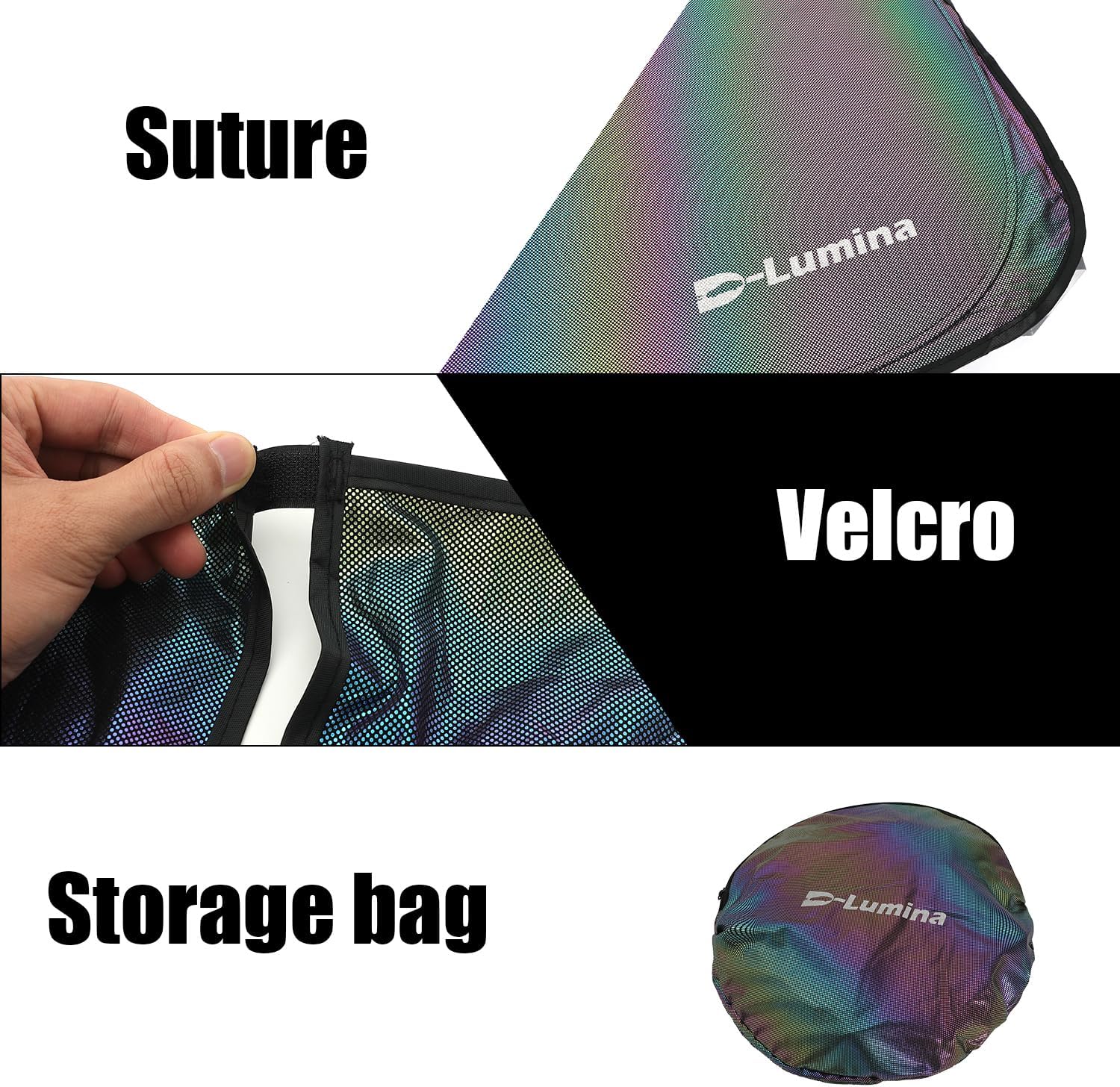 D-Lumina Windshield Sun Shades - Compatible with GMC Sierra 1500 2500 3500 2019 2020 2021 2022 2023 2024 2025 - Foldable Front Window Sun Protection, Heat Shield, Sunshade, Colourful