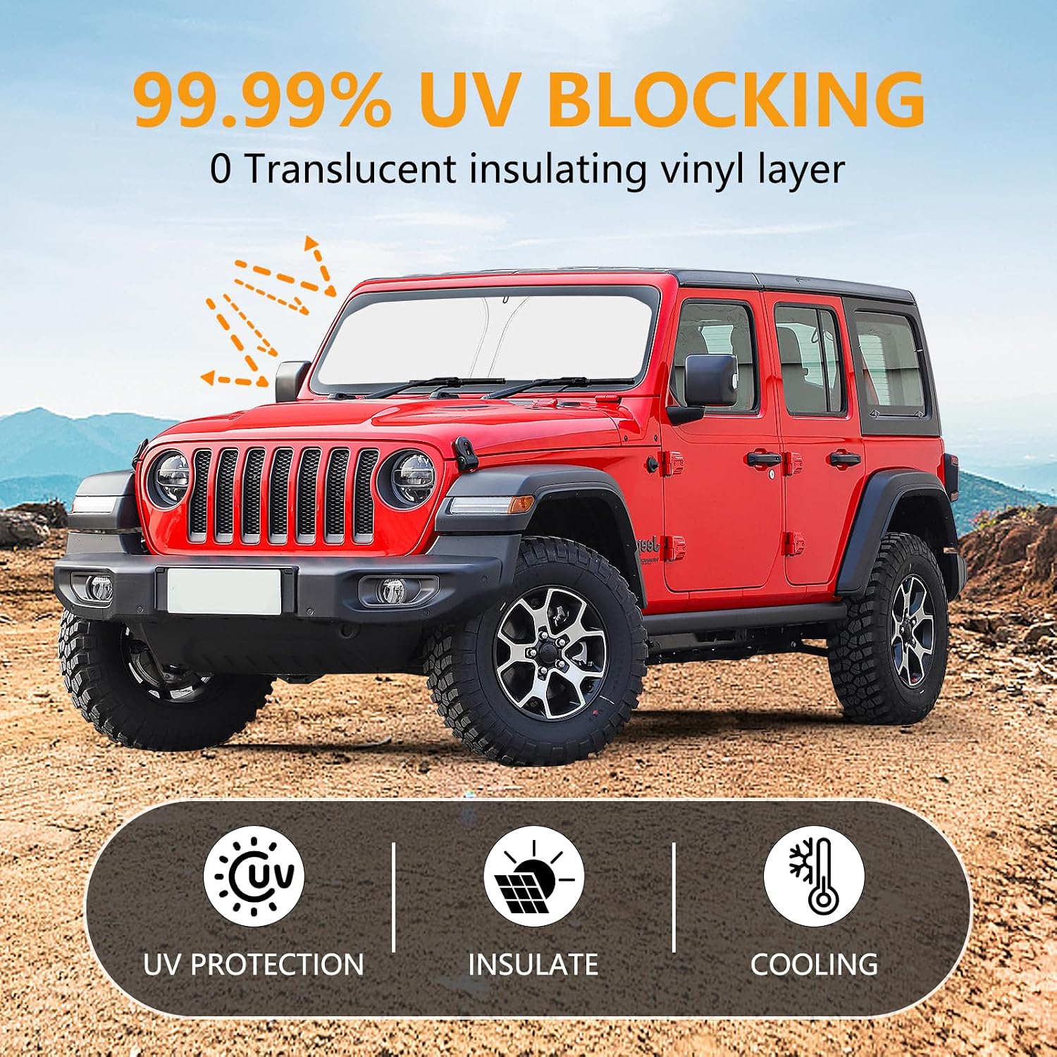 for Jeep Wrangler JL JLU 2018-2026 / Gladiator 2020-2026 Sunshade, Car Front Window Covers Sun Visor Protector, Foldable Blocks UV Rays Windshield Sun Shade for Jeep Wrangler Gladiator Accessories