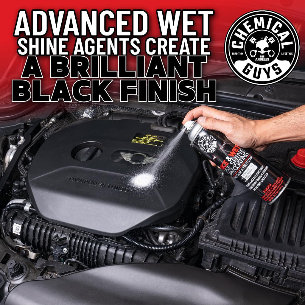 Chemical Guys TVDSPRAY101 Nice & Wet Tire Shine Trim Coating for Rubber, Plastic and Vinyl, Safe for Cars, Trucks, SUVs, Motorcycles, RVs & More, 14.5 fl oz