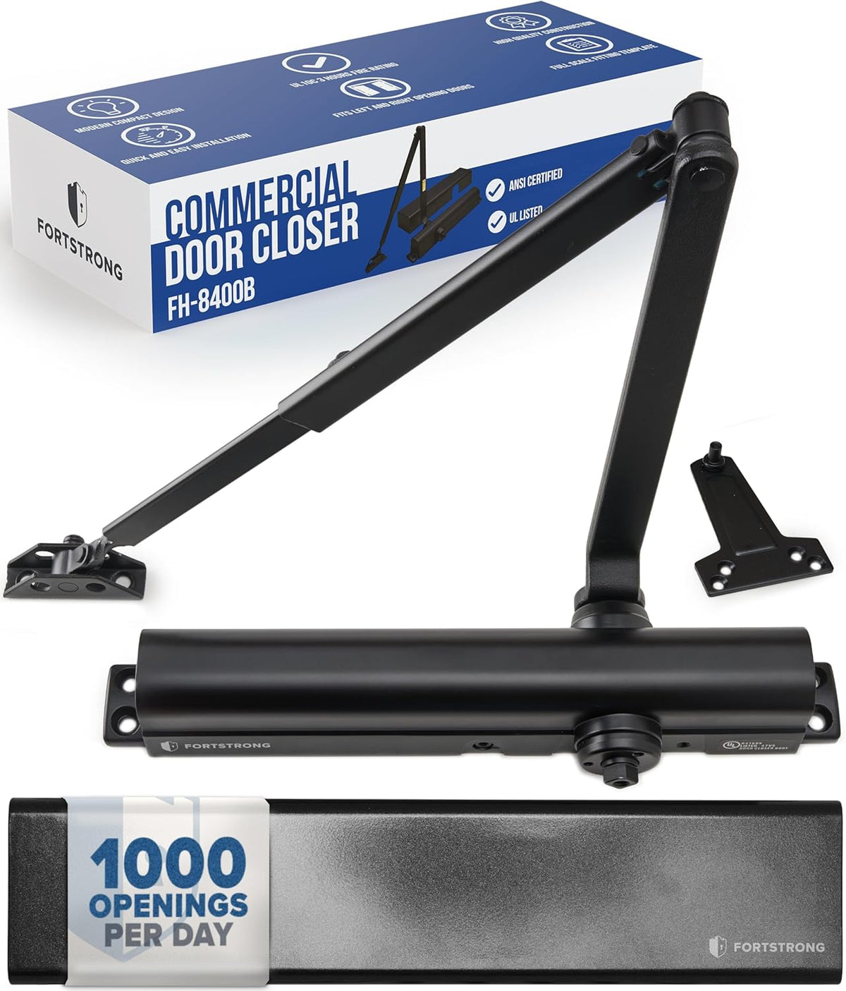 commercial door closer – black heavy duty grade, main product view