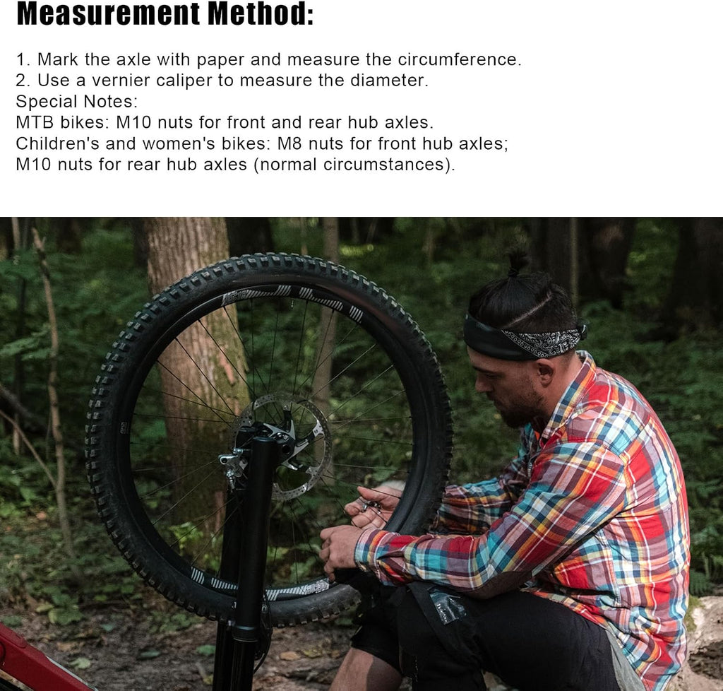 Bike Wheel Axle Nut and Bicycle Hub Safety Washer Kit, Flanged Nuts Parts Accessories for Mountain Bike Wheel Axle