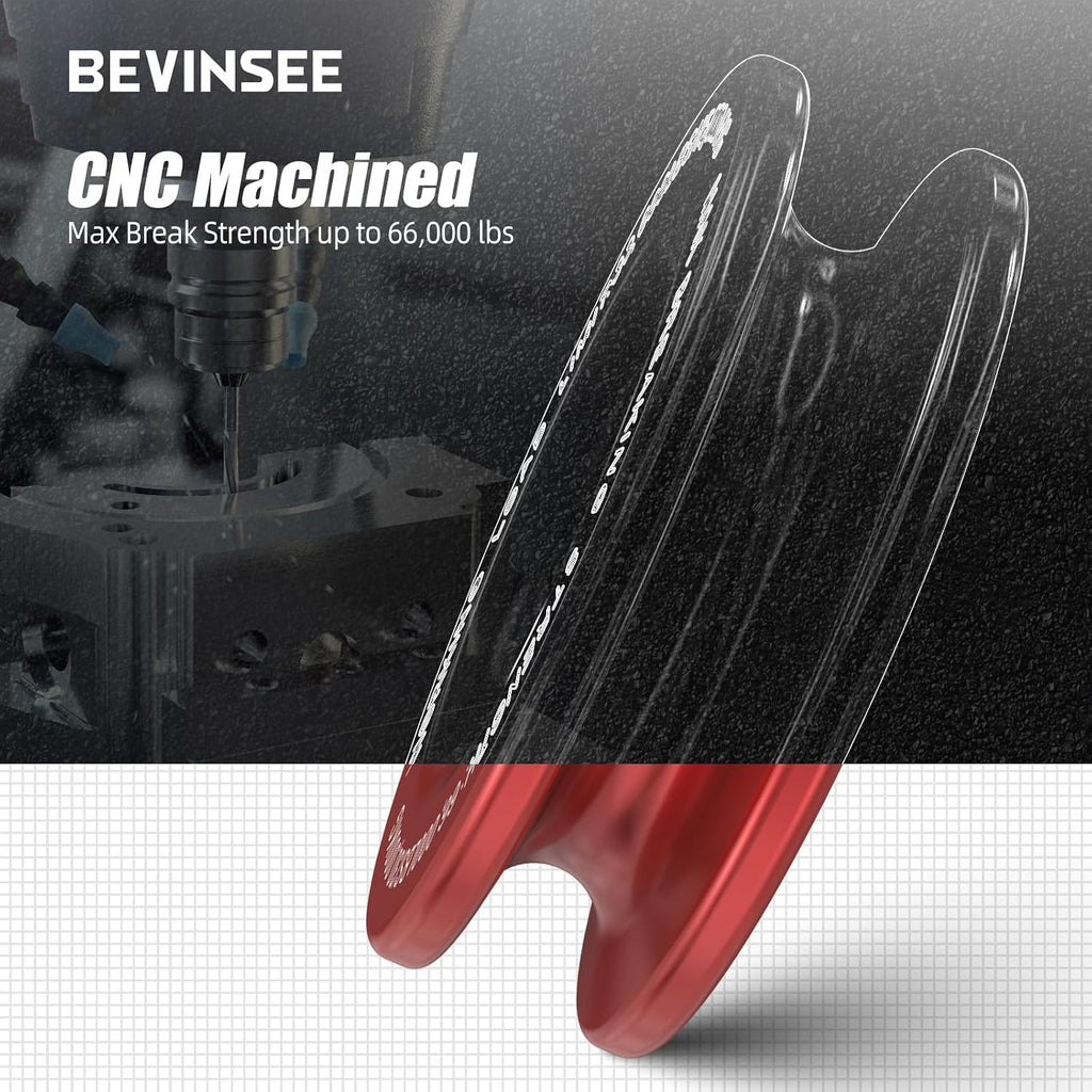 Bevinsee Winch Snatch Recovery Ring 66000lbs for Soft Shackle and Winch Rope Off-Road Compatible with ATV Trailer SUV UTV SXS 4x4 Truck Off-Road Vehicle Recovery, Red