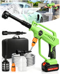 DeeprClean Cordless Car Washer with 6-in-1 Nozzle, Portable Vehicle Cleaning Tool with Brushless Motor |3 Adjustable Levels & Battery Display | Lightweight Spray Tool for Car, Patio Outdoor Use-Lime