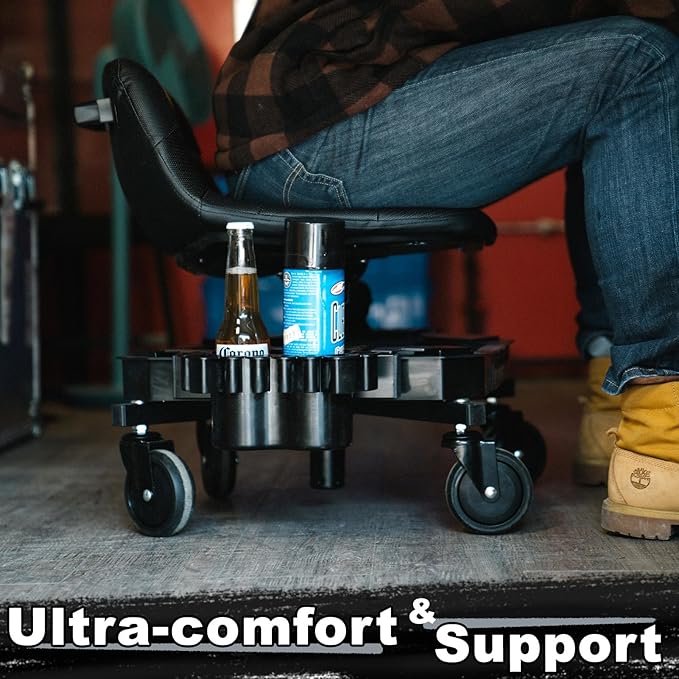 Rolling Stool with Wheels, Adjustable Height Pneumatic Garage Work Mechanic - Image 8