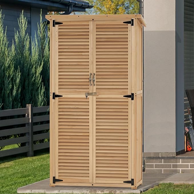 MCombo Outdoor Storage Cabinet, Wooden Storage Shed