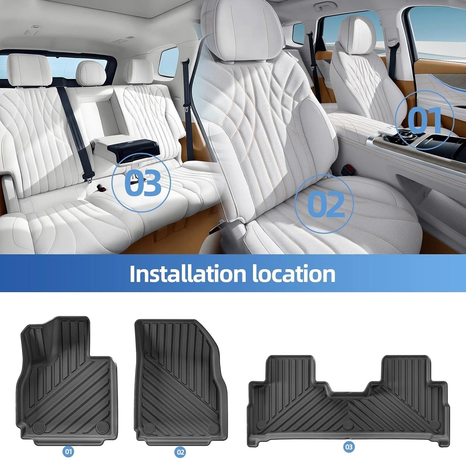 for Chery Tiggo 9 / Jaecoo J8 2023 2024 TPE 3D Car Floor Mats Trunk Backrest Pad Protective Left Rudder(LHD 8PCS)