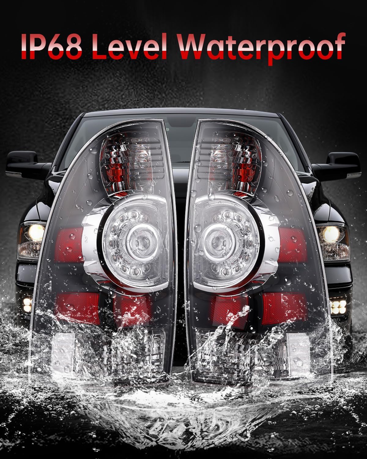 OKLPF LED Tail Light Compatible With 2005 2006 2007 2008 2009 2010 2011 2012 2013 2014 2015 Toyota Tacoma Pickup,Replace Rear Brake Smoked Taillight Assembly with Bulb and Harness,Black Housing