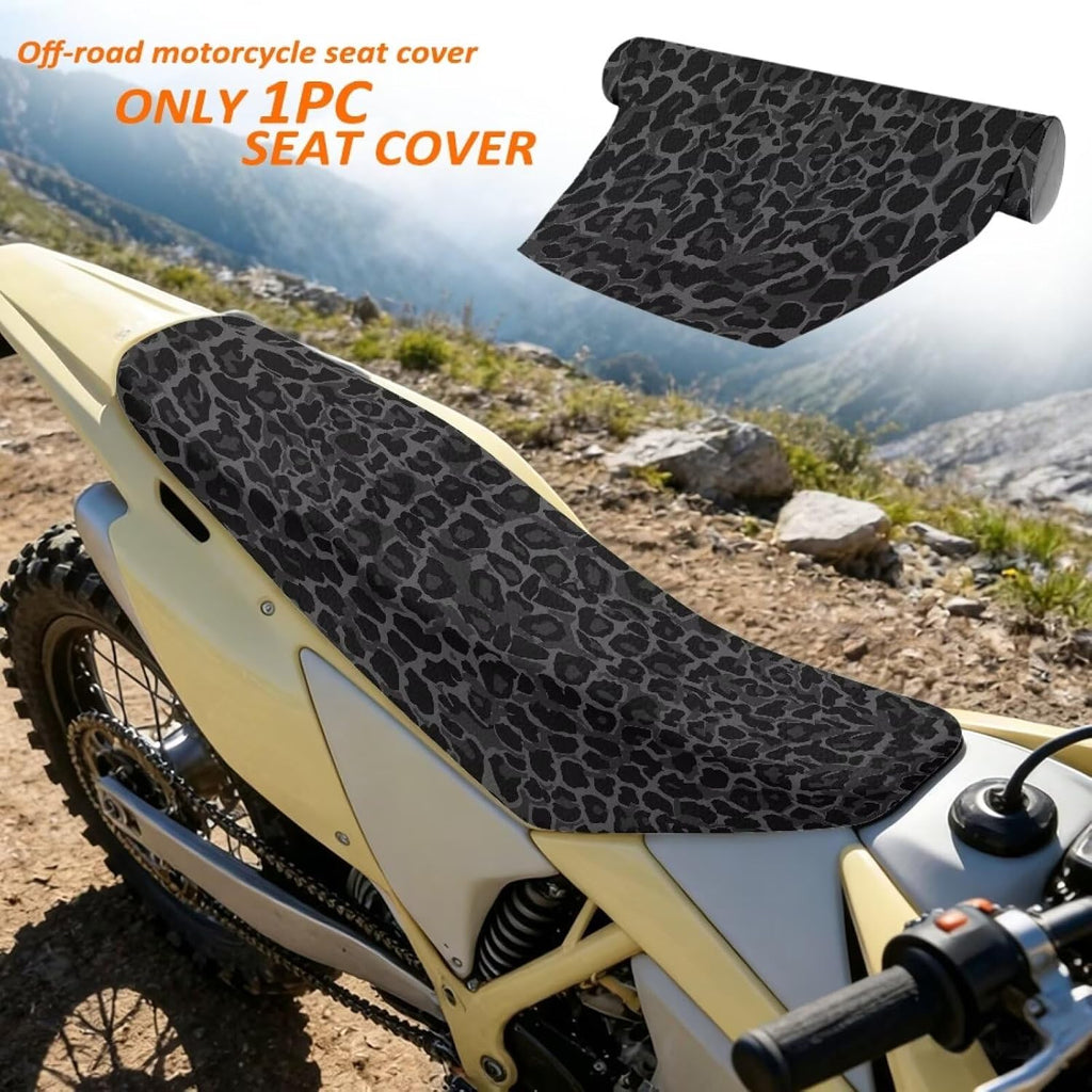 Cheetah Leopard Print Dirt Bike Seat Cover Universal Soft PU Cushion Covers All-Season Protection Cover Easy to Install Universal Fit for Motorcycle Motorcross Enduro