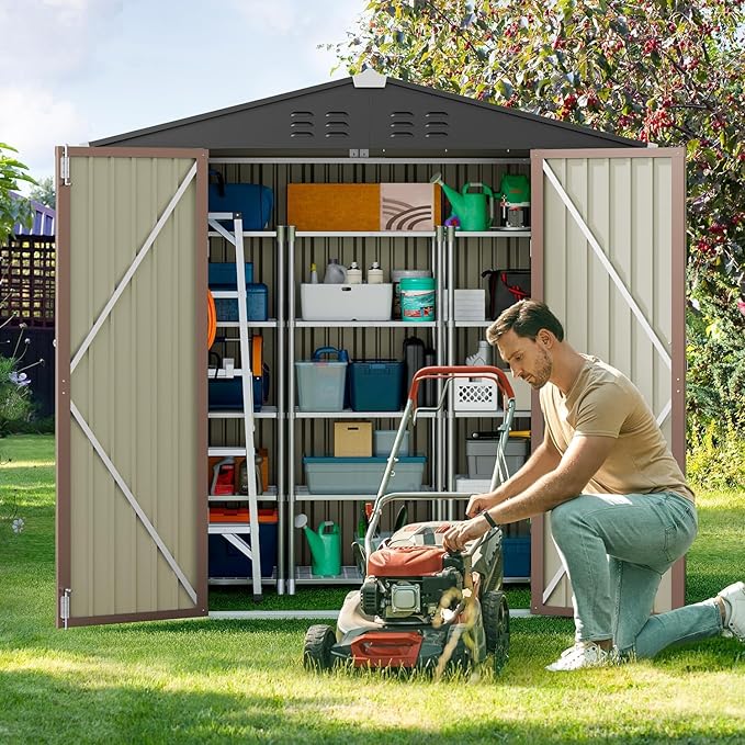 Gizoon Outdoor Storage Shed 6 x 4 FT, Galvanized Metal Garden Shed - Image 3
