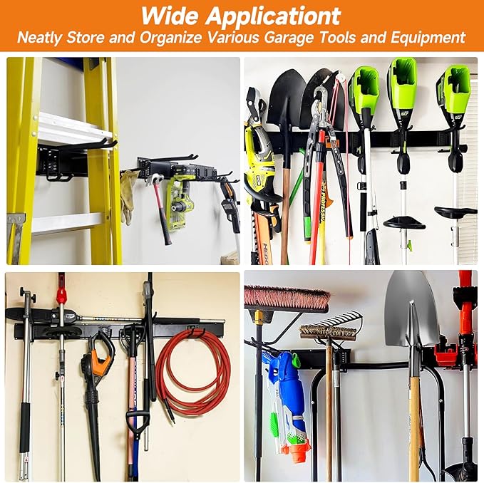 Garden Tool Organizer Wall Mount, Heavy Duty 48 Inches Garage Organization and - Image 9
