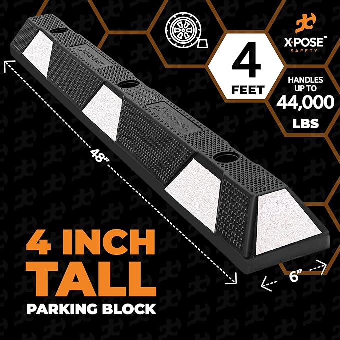 Xpose Safety 72" Heavy Duty Rubber Parking Stopper – Bulk 2 Full Pallets 100 - Image 3