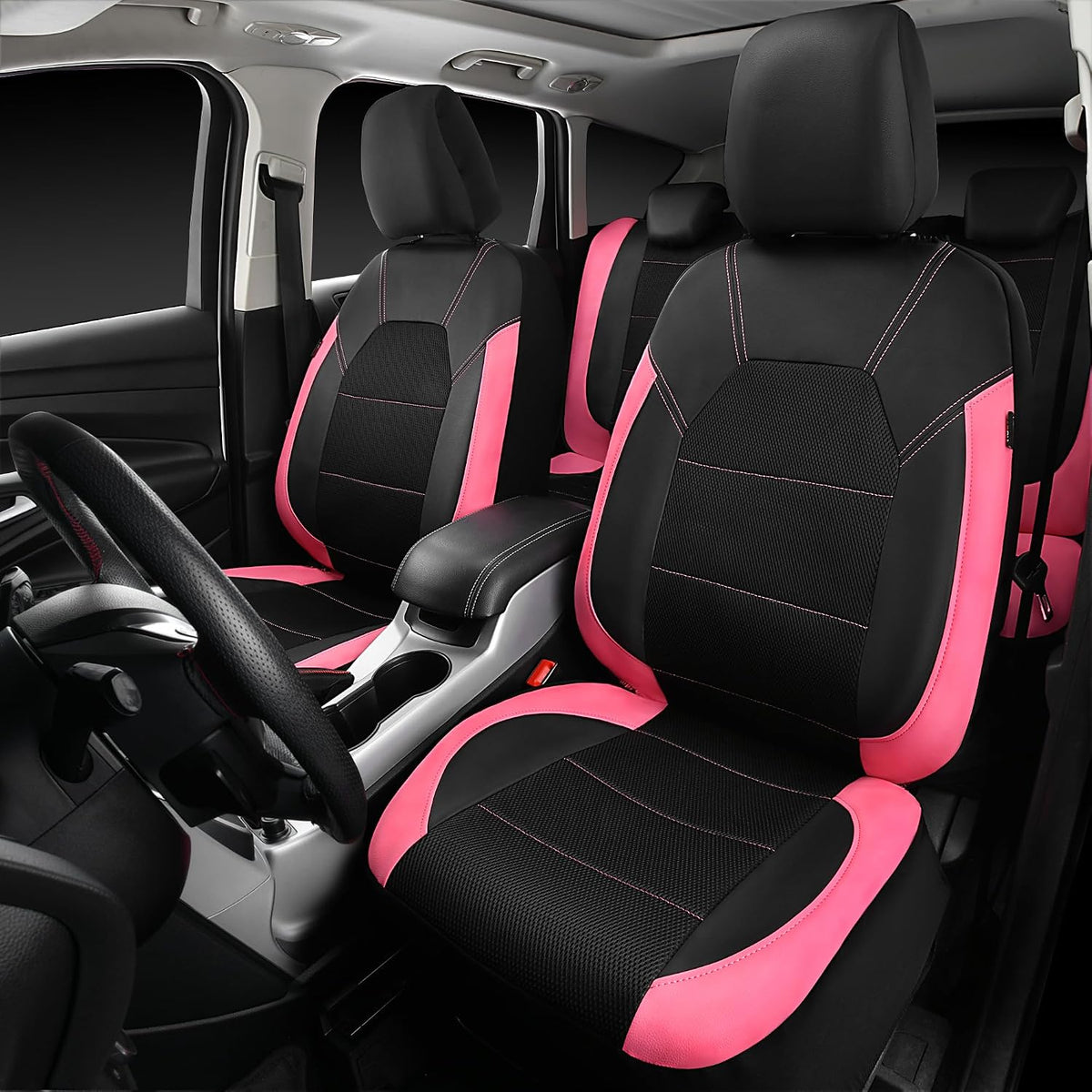 car pass leather seat covers, breathable universal car shown in use