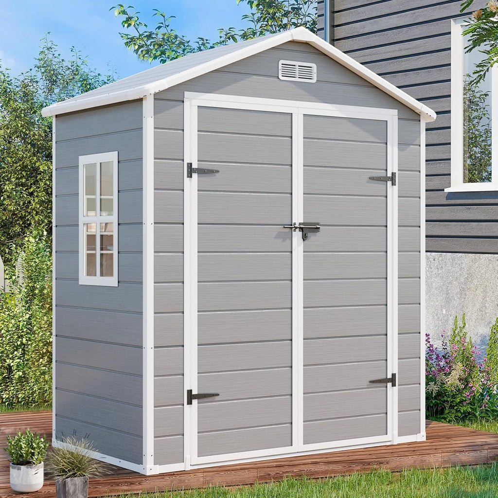 6x3 FT Resin Storage Shed, Waterproof Outdoor Shed