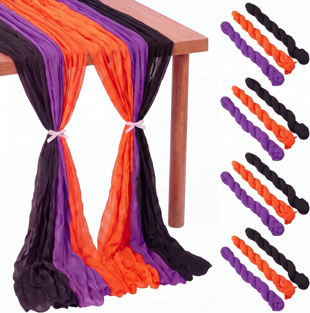 Remagr 12 Pcs Cheesecloth Gauze Table Runners, Halloween