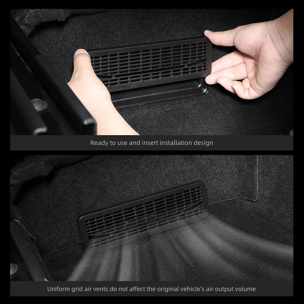 LUCKEASY 2PCS Floor Air Flow Vent Grille Protection for Tesla Model Y Juniper Standard/Premium/Performance 2025 2026 Air Vent Cover Rear Under Seat Condition Outlet Grille Protector Accessories
