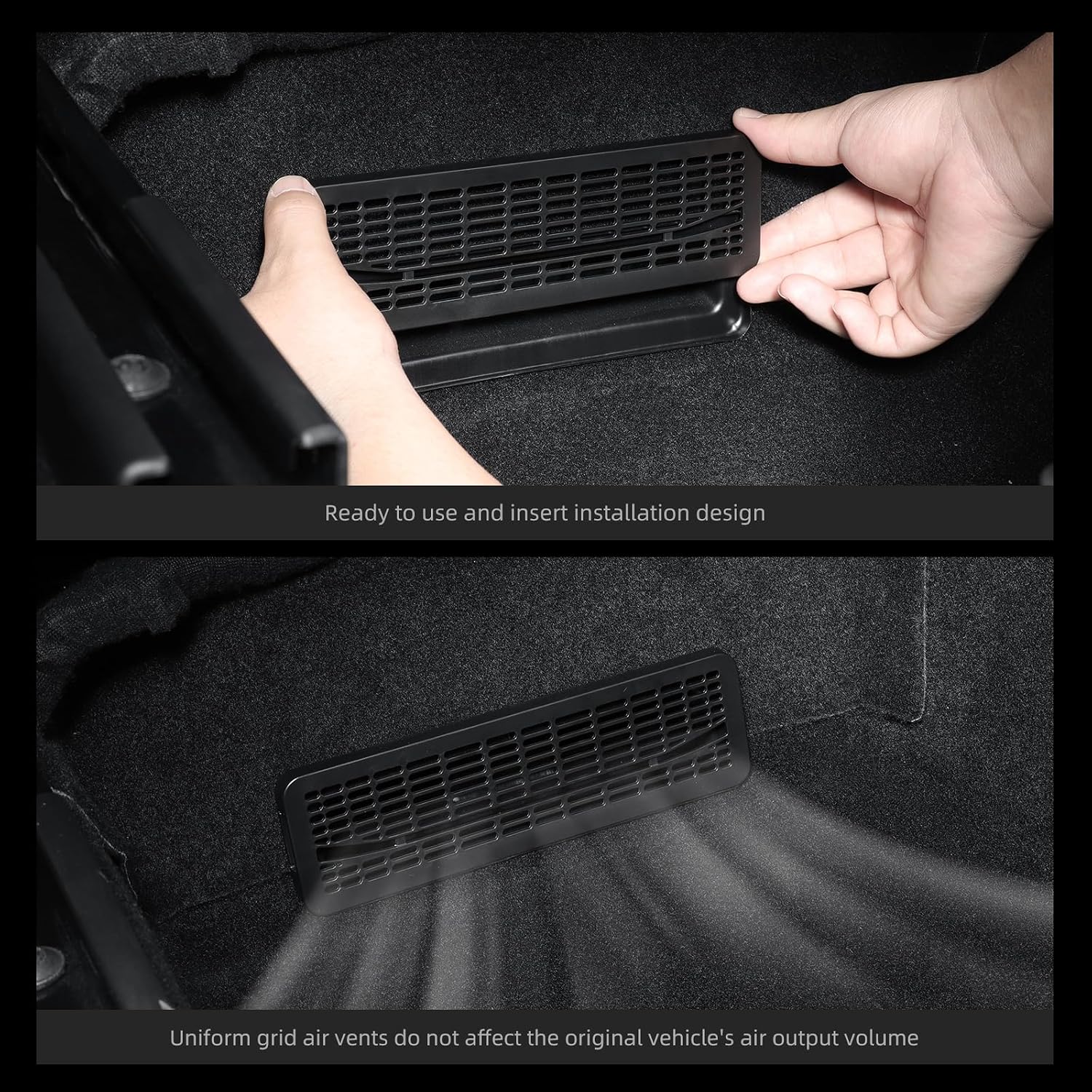 LUCKEASY 2PCS Floor Air Flow Vent Grille Protection for Tesla Model Y Juniper Standard/Premium/Performance 2025 2026 Air Vent Cover Rear Under Seat Condition Outlet Grille Protector Accessories