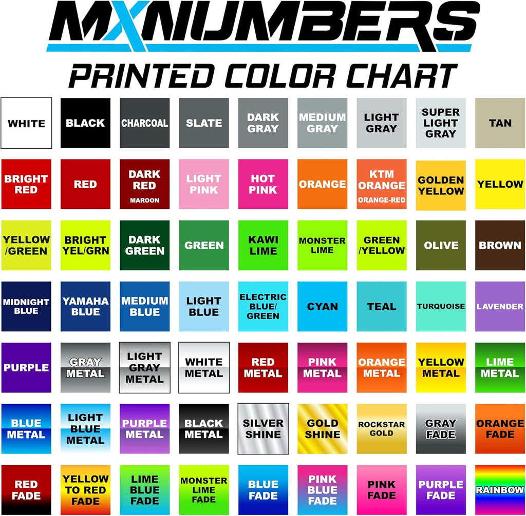MxNumbers- Custom ODI Plate Decal with Signature Downhill Number Plate, Personalized with Your Name Number and Colors, Electric and Mountain Bike Compatible