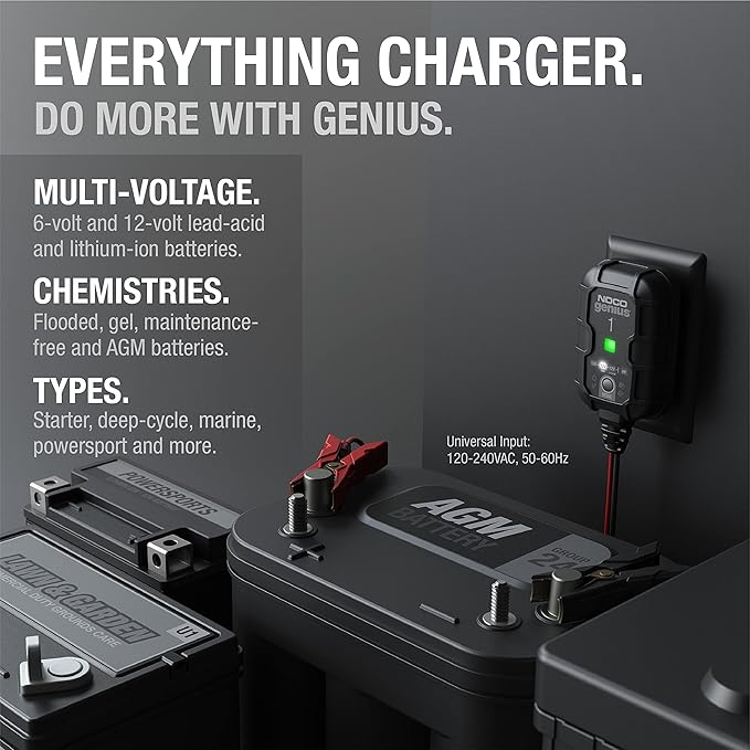 NOCO GENIUS1: 1A 6V/12V Smart Battery Charger – Automatic Maintainer, Trickle - Image 5