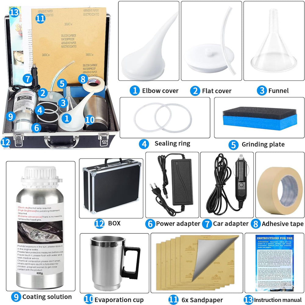 Headlight Restoration Kit, 800g Vapor Headlight Restoration Kit, Head Light L...