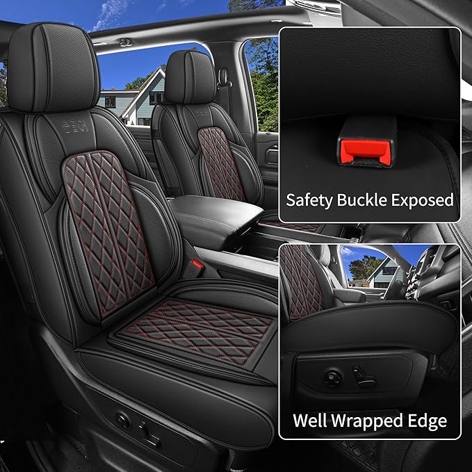 Car Seat Cover Custom Fit for Dodge Ram 1500 2500 3500 2002-2024 Faux Leather - Image 3