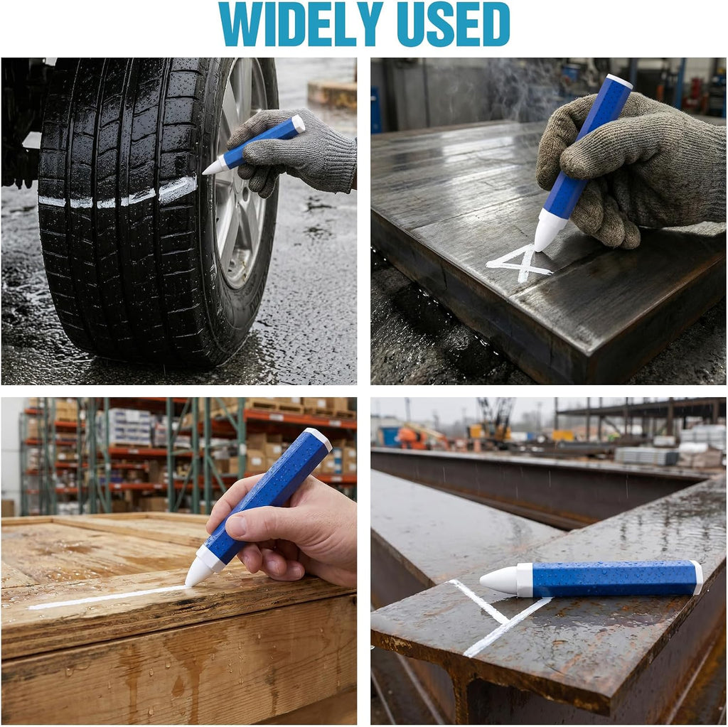 White Tire Marker, Waterproof Marking Crayons Industrial Wax Sticks for Rubber, Tire Chalk Paint Pens for Auto Repair Leather Metal Wood - 1 Pc