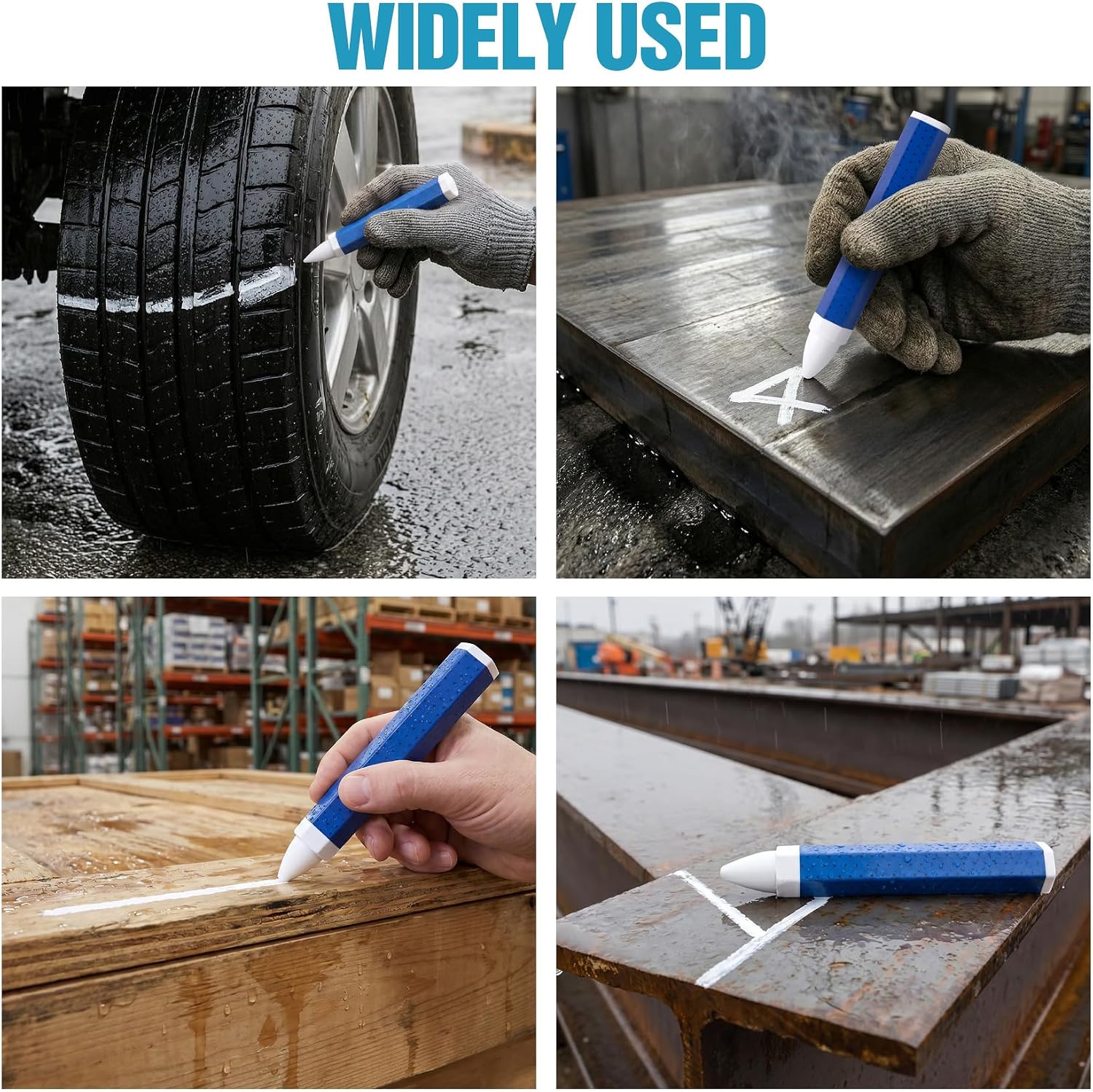 White Tire Marker, Waterproof Marking Crayons Industrial Wax Sticks for Rubber, Tire Chalk Paint Pens for Auto Repair Leather Metal Wood - 1 Pc