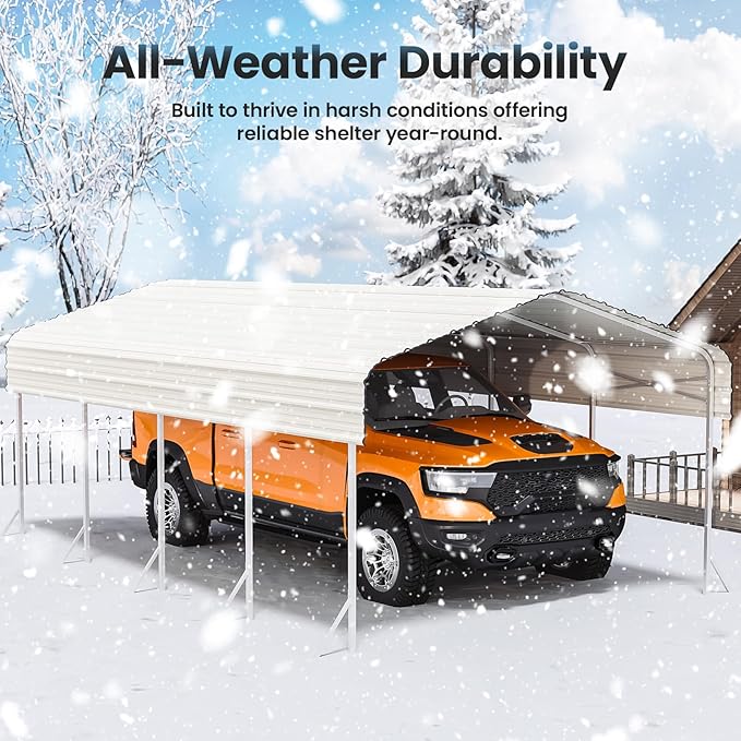 Heavy Duty Metal Carport – Sturdy Structure, All-Weather Protection, Easy - Image 2