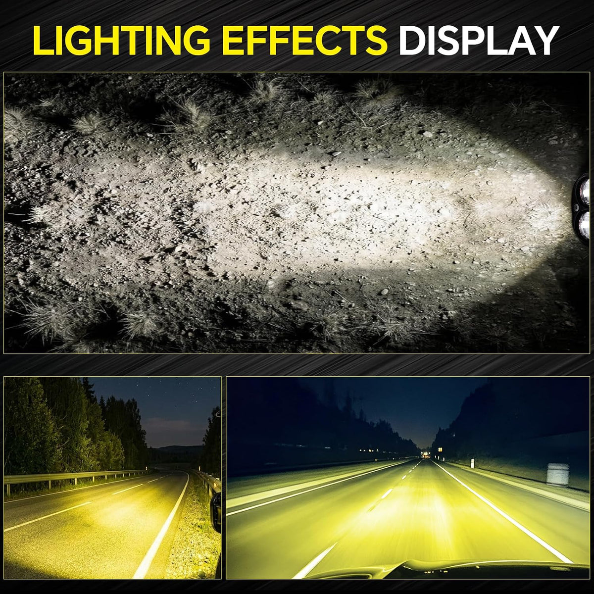 motorcycle driving lights white led pods lights 3’’ showing dimensions