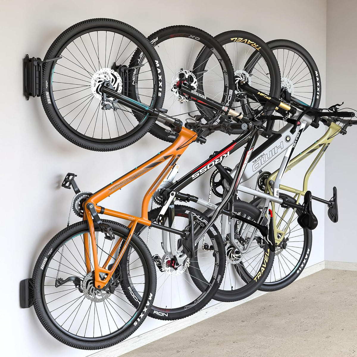 monTEK Swivel Bike Wall Mount – 4 Pack Garage Bike Hanger & Space-Saving