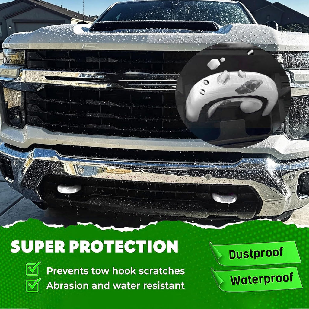 Front Tow Hook Cover for 2020-2026 Chevy Silverado 2500 HD 3500 HD, Silverado 2500HD Accessories, Tow Hook Covers, Chevy 2500HD Accessories, Heavy Duty Parts, Silicone, White (2 Pack)