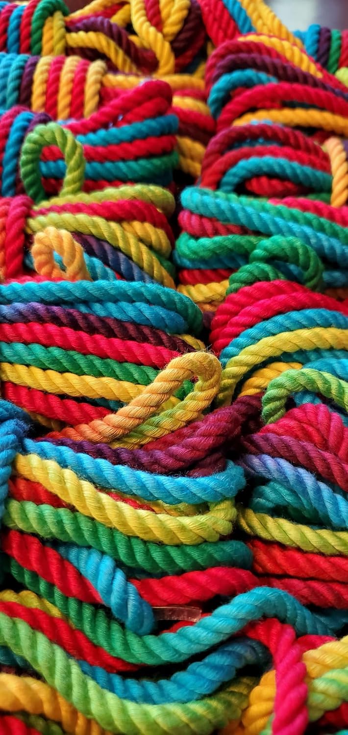 32 Foot Rainbow Bamboo Rope | Braided 1/4 Inch | Stronger Than Jute, Soft Like Silk