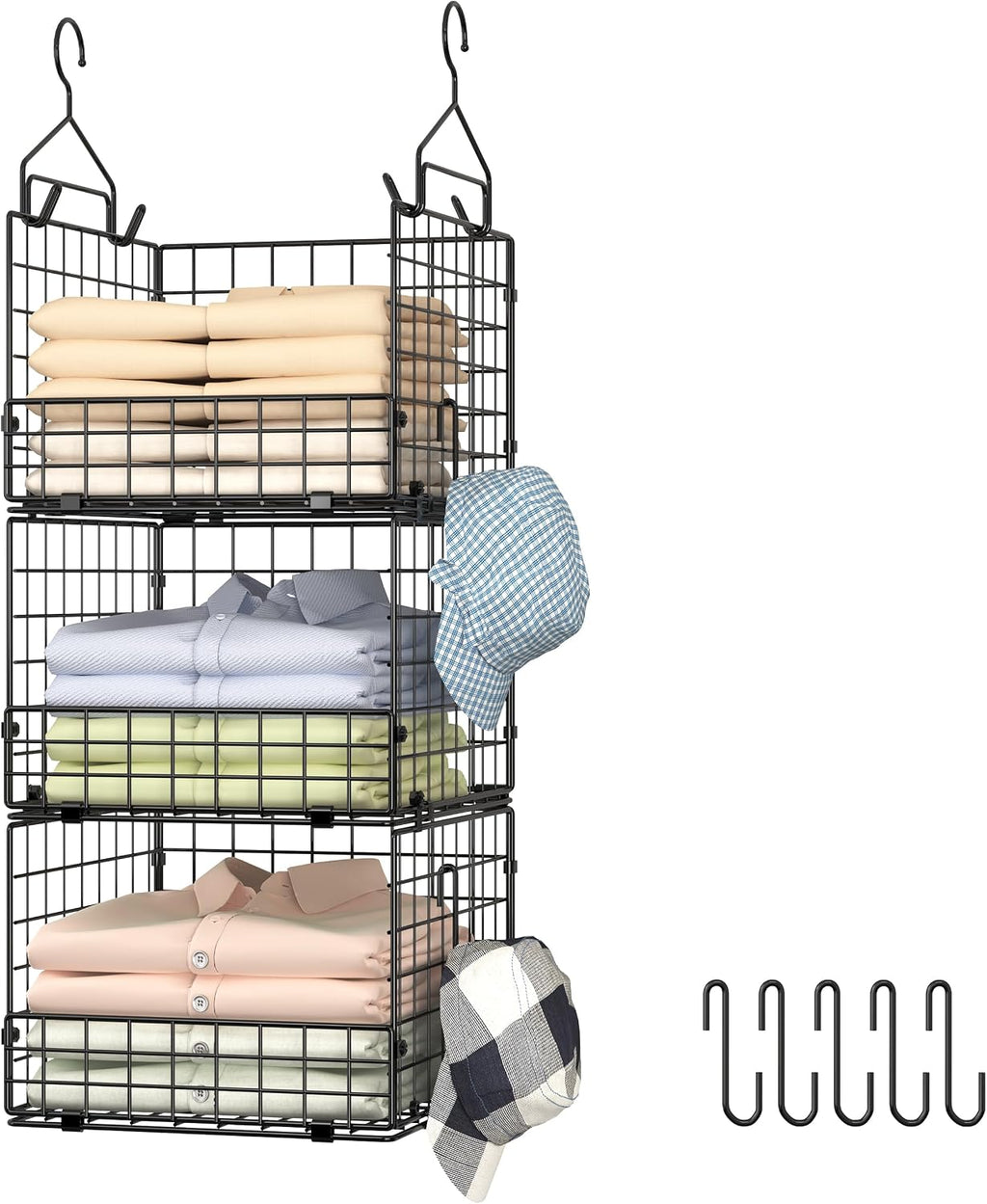 sonyabecca 3-tier closet organizers and storage, foldable stackable, main product view