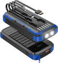 Solar Charger Power Bank, 40000mAh Portable Phone Charger Built in 4 Cables by MinrisePortableCharger
