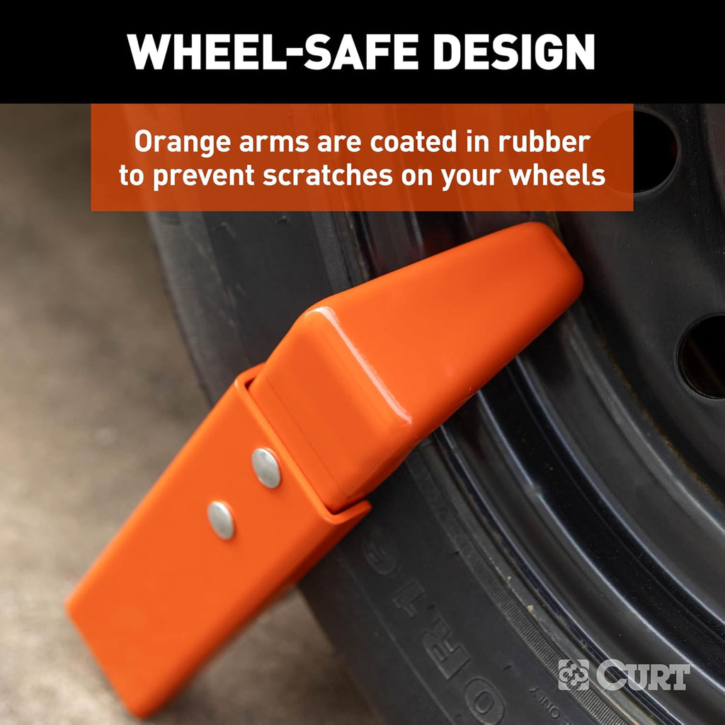 CURT 23176 Adjustable Trailer Wheel Lock, 16.5” x 6.5”-8 to 33" x 12-1/2"/R15