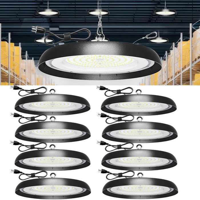 8Pack 200W UFO LED High Bay Light,30000lm 6000K Daylight 2000W Equivalent with 59inch US Plug Cable Garage Lights Commercial Warehouse Bay Light for Garage Factory Lowbay Area Lighting