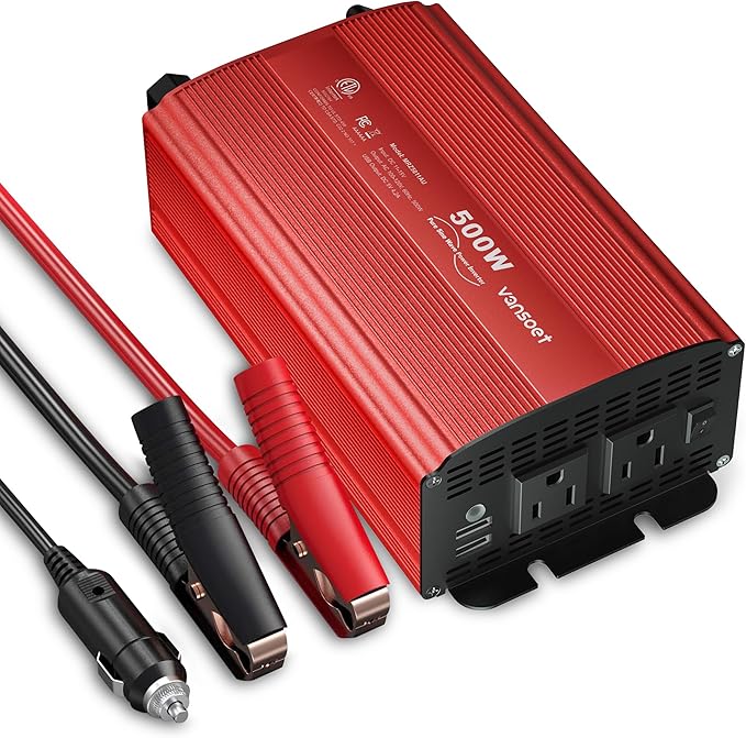 500W Pure Sine Wave Power Inverter, DC 12V to 110V AC Car Plug Inverter Adapter by vansoet