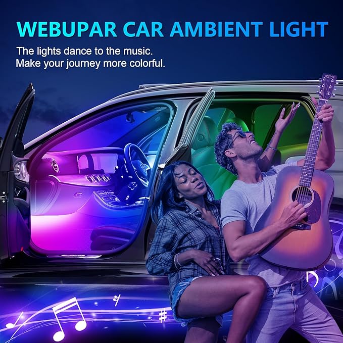 WEBUPAR Acrylic Interior Car Lights - 6 in 1 LED Strip Lights - Image 6