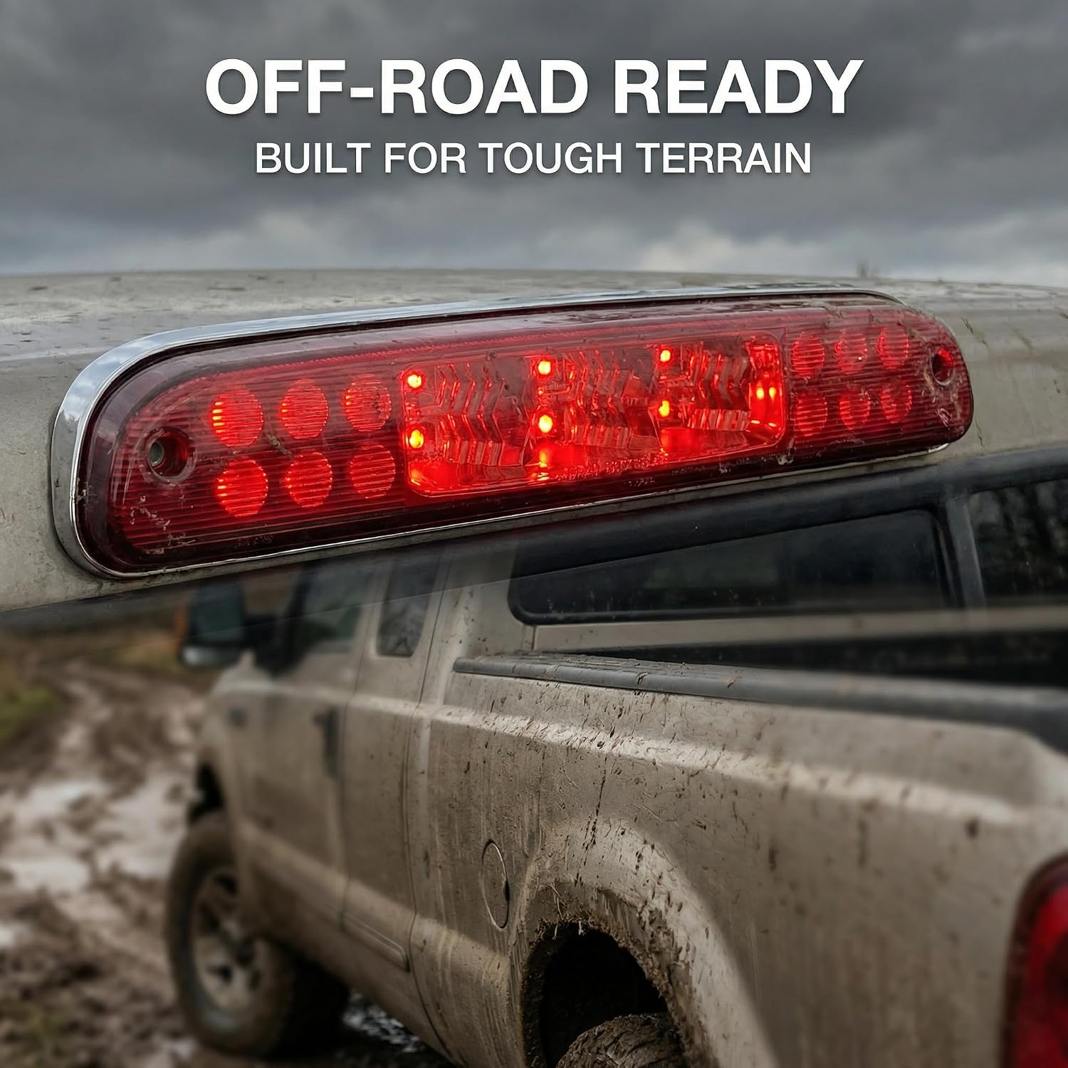 LED 3rd Brake Light Compatible with Ford Ranger/F250 1999-2016, Red Lens, High Mount Stop Light Replacement