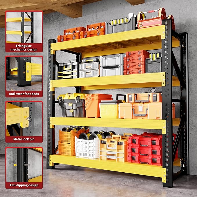 5000LBS Garage Shelving 59" W Garage Shelving Heavy Duty 4-Tier Metal Storage - Image 7