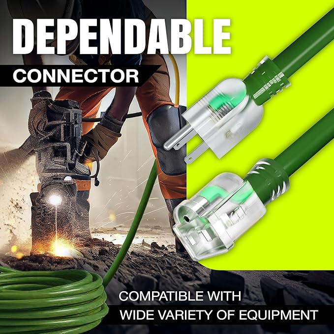 200ft Outdoor/Indoor Extension Cord 16/3 Gauge Heavy Duty 3 Prong SJTW - Image 4
