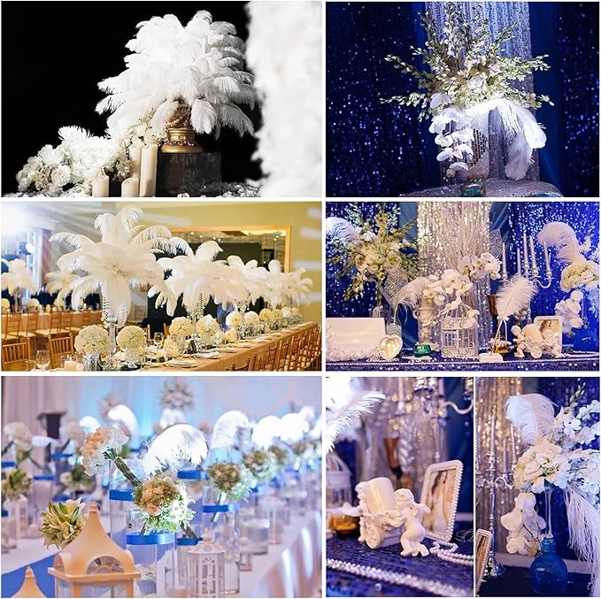 THARAHT Black Ostrich Feathers 12pcs Large Natural Bulk 20-22Inch 50cm-55cm f...