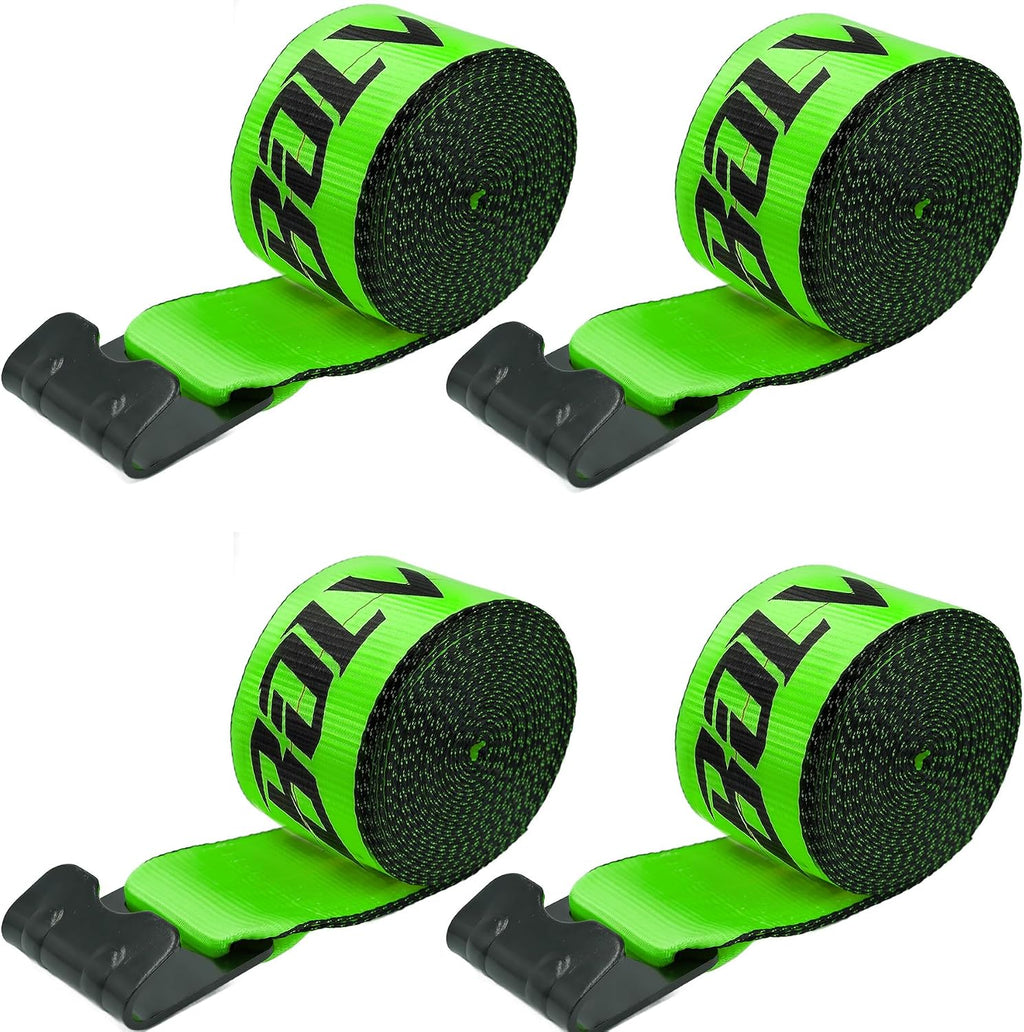 4 Pack 4" x30' Winch Straps with Flat Hooks, 16200LBS Break Strength Heavy Duty Tie Down Straps for Flatbed Trucks, Trailers, Cargo Control
