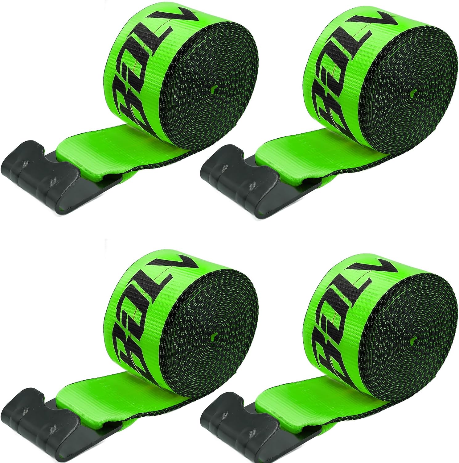 4 Pack 4" x30' Winch Straps with Flat Hooks, 16200LBS Break Strength Heavy Duty Tie Down Straps for Flatbed Trucks, Trailers, Cargo Control