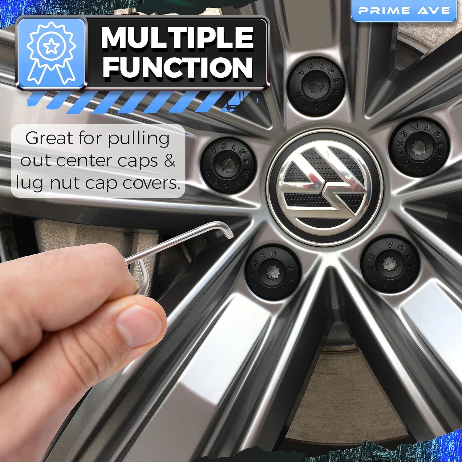 Wheel Lug Nut Cap Cover & Center Cap Removal Tool Set+ - Plastic & Stainless-Steel Lug Nut Pullers Compatible/Replacement for Audi BMW Mercedes Mini Tesla VW- Toolbox Essentials