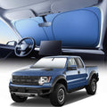 Windshield Sun Shade for Fit Ford F150 2021-2025 Foldable Sunshade with Titanium Silver & Ice Blue Layer, UPF50+ Car Window Shade