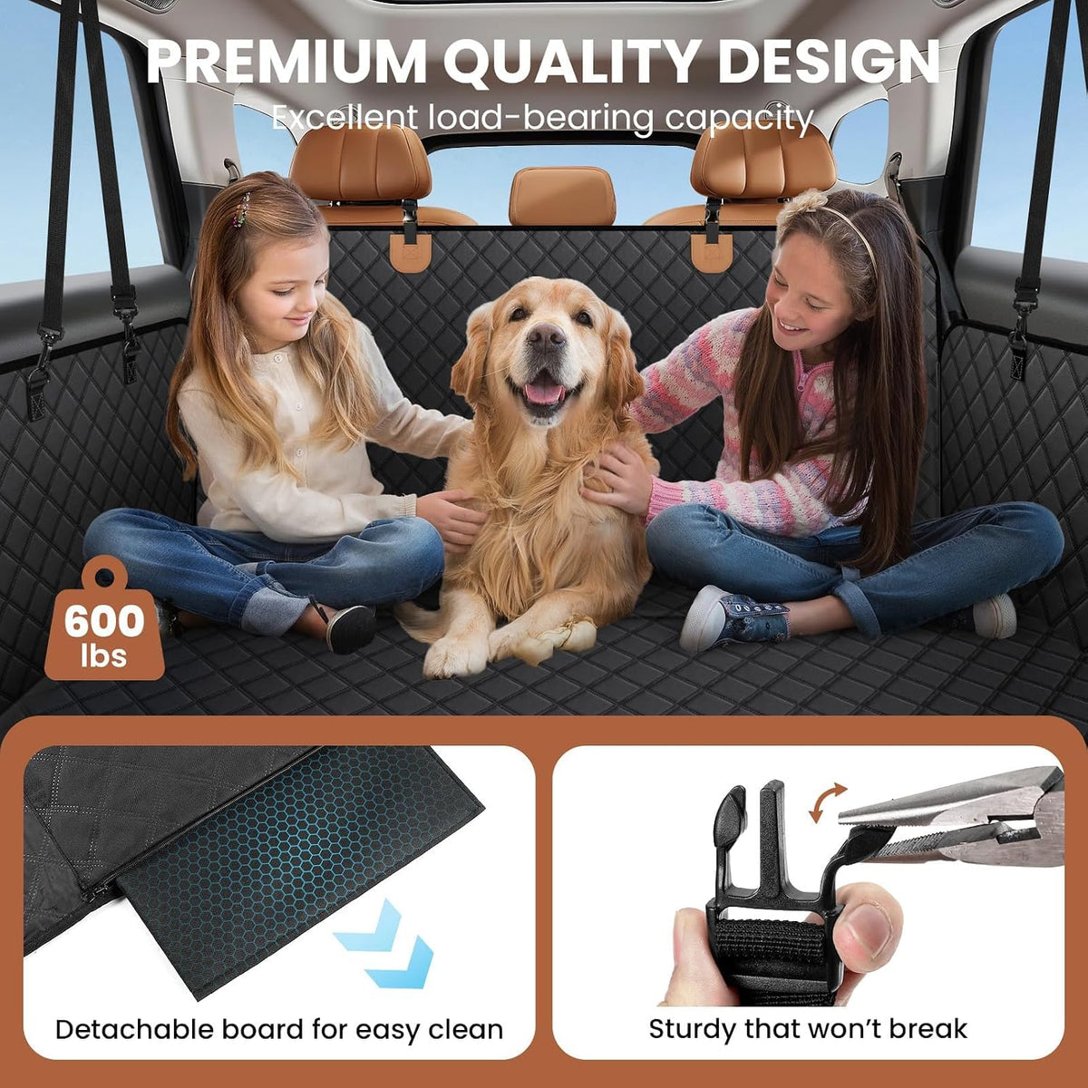 a-pce 600d heavy duty dog car seat cover, side view