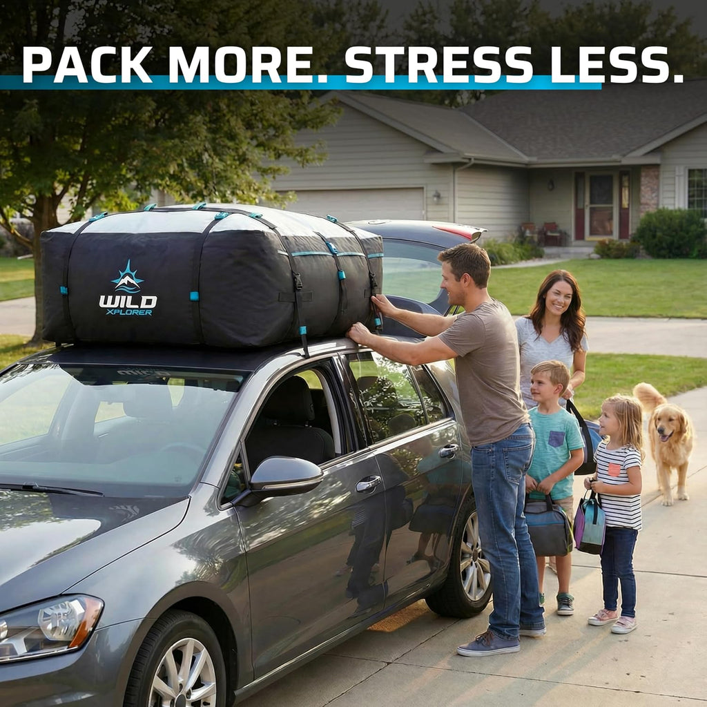 Rooftop Cargo Carrier - 23 Cubic Feet (XXL), Waterproof Soft Shell Car Roof Cargo Carrier, Heavy Duty Car Top Luggage Cargo Bag with Patented Door Hooks and Non-Slip Mat