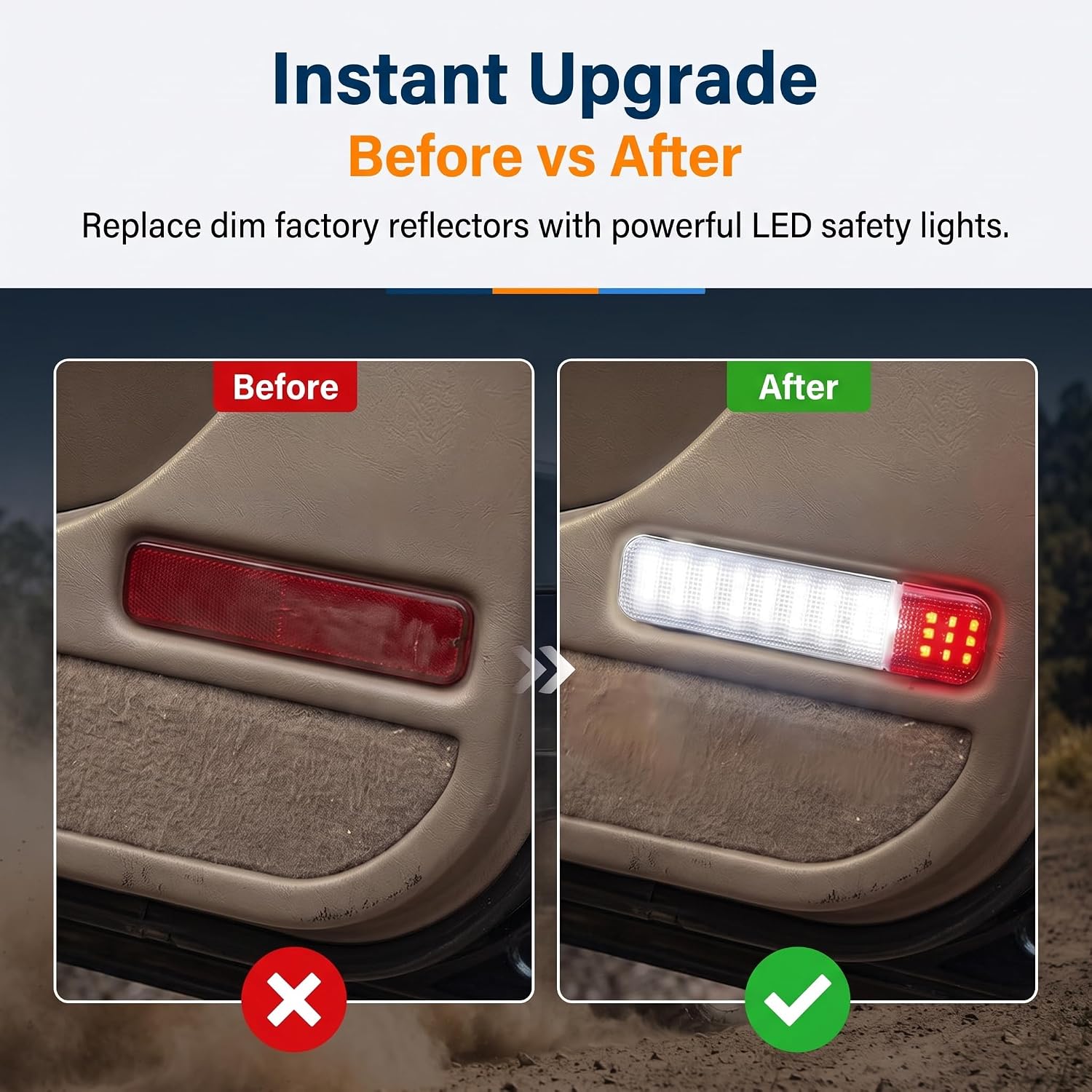 2 PCS Car Door Lights, Super Bright LED Interior Courtesy Light, No Delay Safety Warning Reflector Lamp Assembly, Compatible with Chevy Silverado Tahoe Avalanche Yukon Escalade Hummer (White)