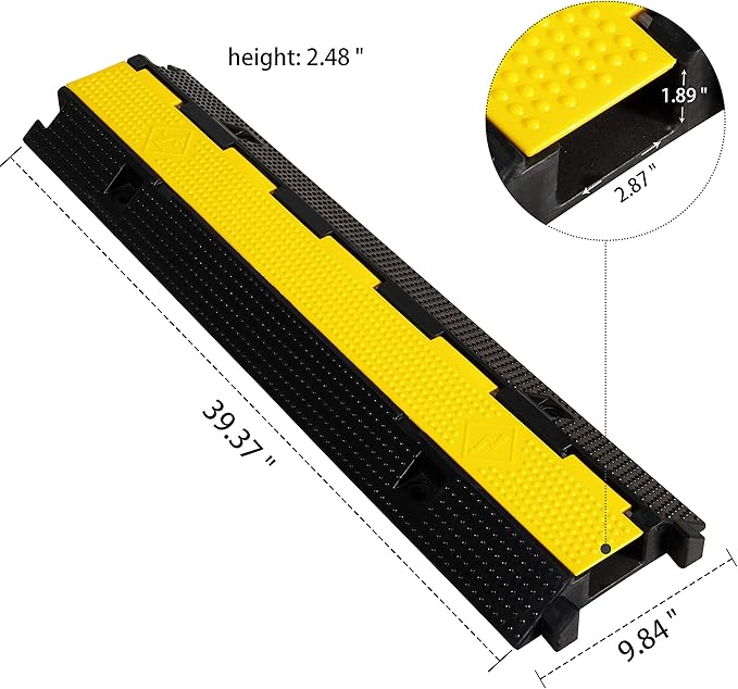 1 Pack Rubber Cable Ramp Hose Cable Protector Ramp 1 Channel 22000Lbs Load - Image 2
